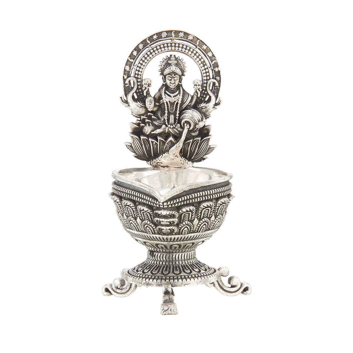 Silver Antique lakshmi Vilakku